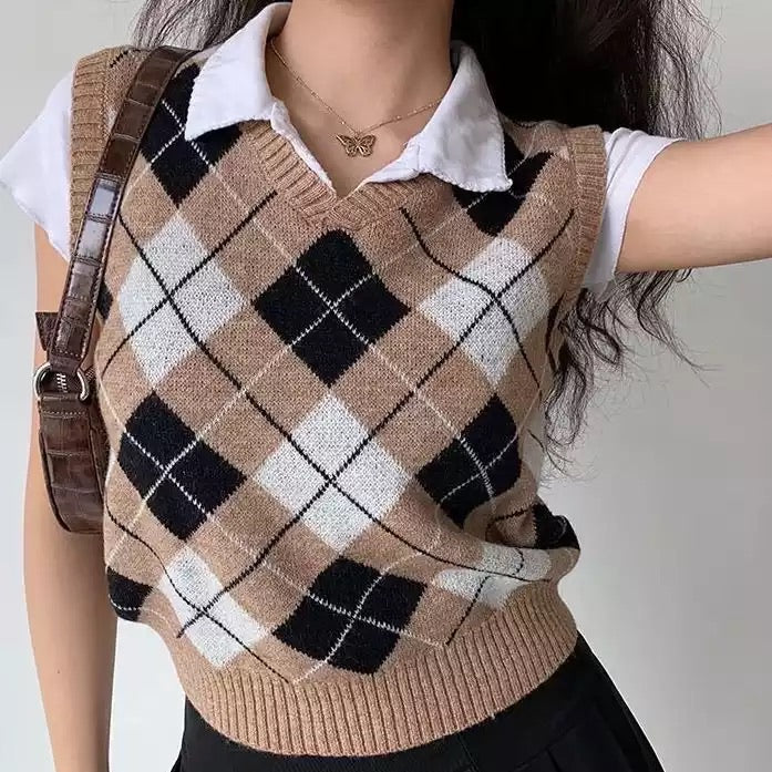 Argyle sweater hot sale vest women