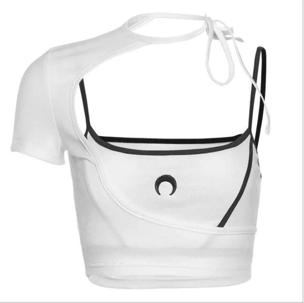 "CREST" ASYMMETRICAL CROP TOP